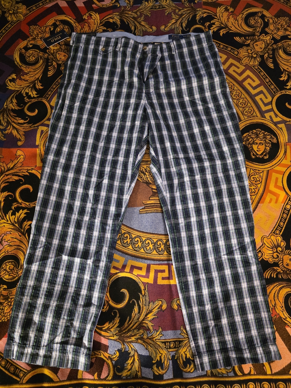 Polo Ralph Lauren Green, Navy & White Plaid Pants